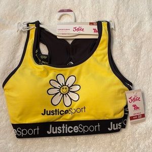 Justice girls logo sports bra 2-pack NEW W/tags size 30 to 34